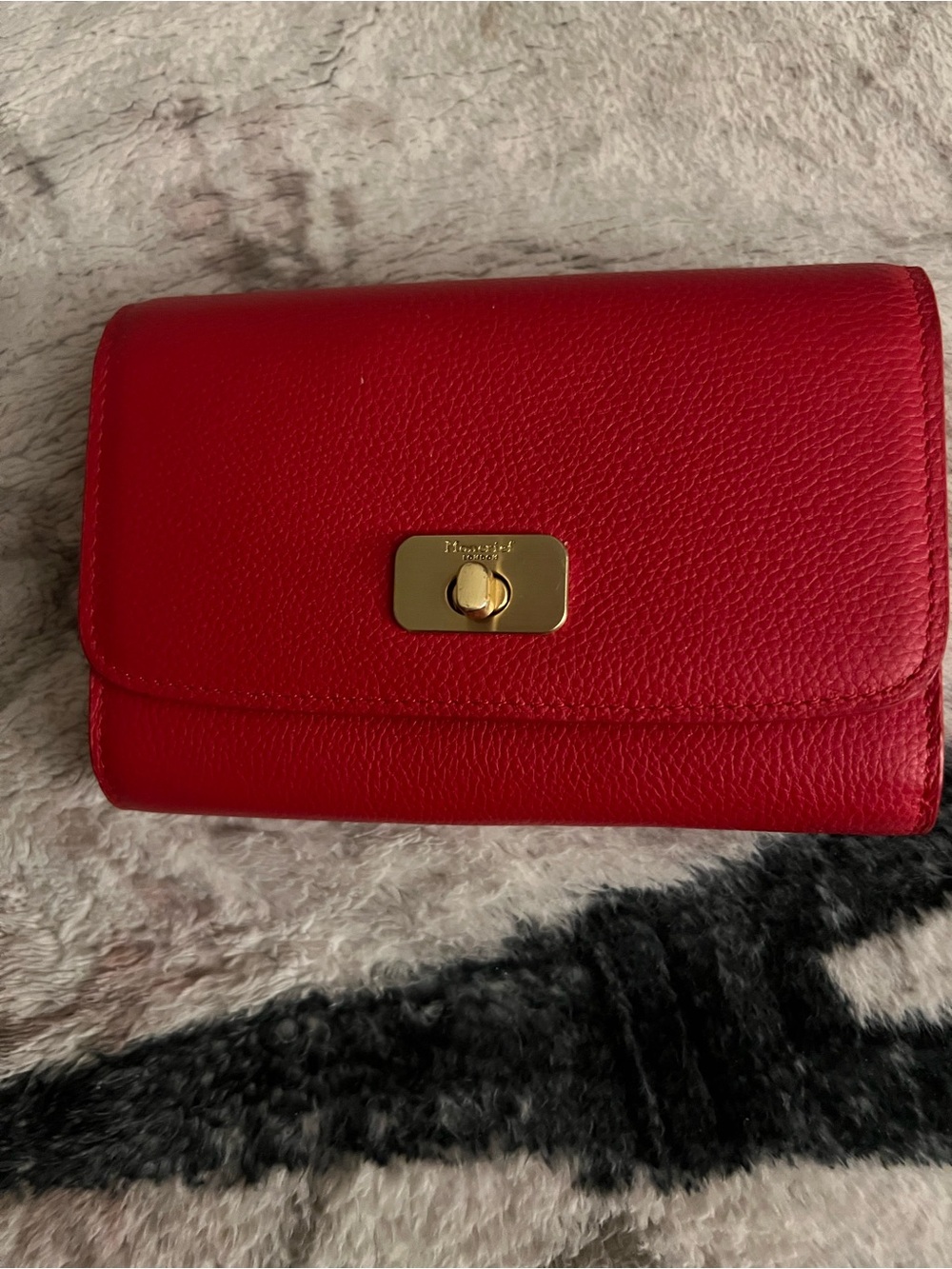Red Leather Wallet with Gold Turn-Lock by Moncreif